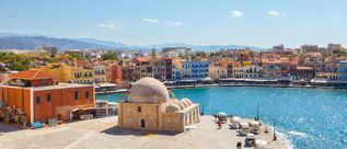 Blick auf den alten Hafen von Chania auf Kreta, Griechenland
