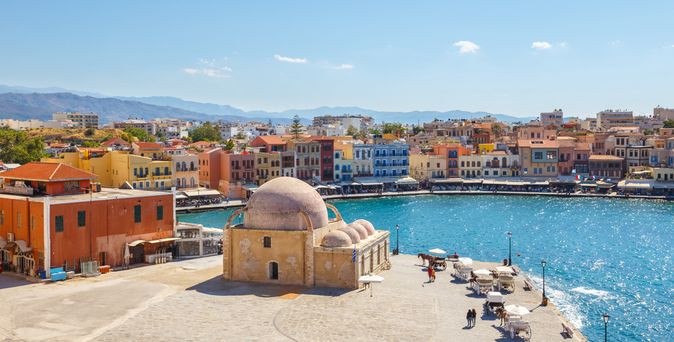  Blick auf den alten Hafen von Chania auf Kreta